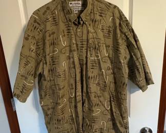 Columbia Sportswear Company Men's Short Sleeve Button-Up Shirt - Fishing Lures Print