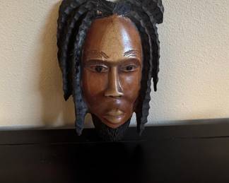 Hand-Carved Wooden Bob Marley Mask