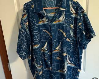 Ocean Blue Apparel Men's Nautical Print Short Sleeve Button-Up Shirt