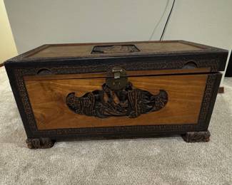 Antique Chinese Carved Camphor Wood Chest