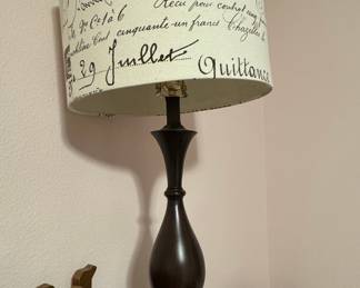 Table Lamp with French Script Shade