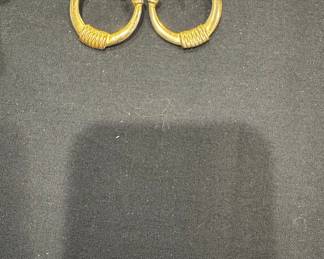 Vintage Gold Tone Twisted Rope Hoop Earrings