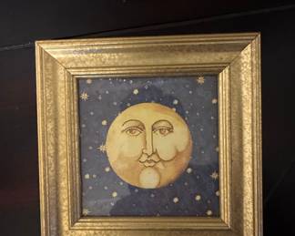 Framed Mary Beth Zeitz Celestial Moon Face Art Print
