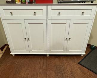 White Beadboard Cabinet with Drawers