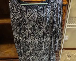 JH Design Women's Black Geometric Sequin Dress