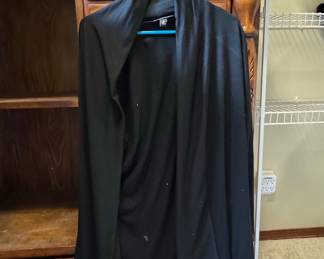 Black Open-Front Draped Cardigan