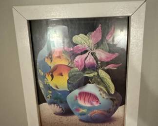 Framed Print by C. Benolt - Tropical Fish and Flowers