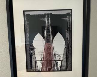Framed Black and White Photograph of the Brooklyn Bridge by Jeff Pica