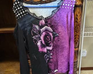 Gothic Rose Print Asymmetrical Long Sleeve Top