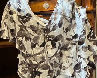 Alex Evenings Women's Ruffled Floral Print Blouse