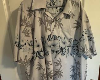 Paradise Found Watercolor Hibiscus Gray Hawaiian Shirt