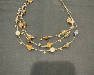 Multi-Strand Beaded Necklace with Gold-Tone Accents
