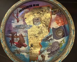 New Hampshire Souvenir Tray with Gilded Map