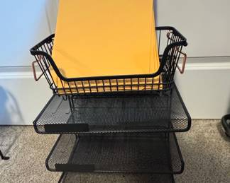 Mind Reader 3-Tier Mesh Desk Organizer with Top Tray and Copper Handles