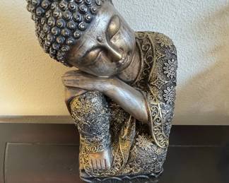 Reclining Buddha Statue with Floral and Scrollwork Detail