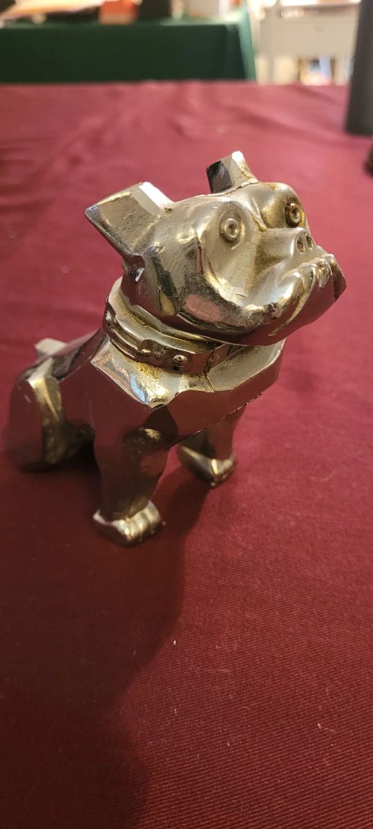 Vintage Mack truck Bulldog hood ornament ground plated metal design patent 87931