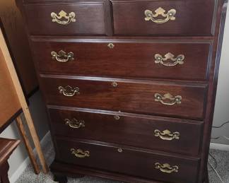 High Wood Chest with Brass Hardware