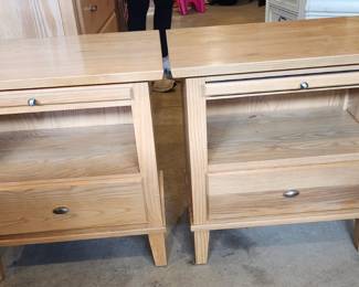 2 Maple Wood Night Stands with Pullout Extensions