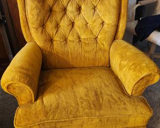 Mid Century Modern Mustard Yellow Velvet Swivel Rocker