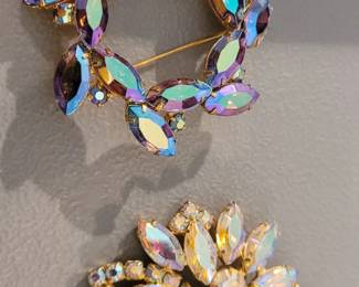 Mid-century Aurora Borealis brooches
