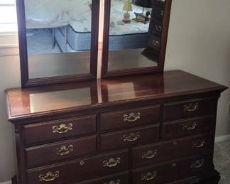 10 Drawer Wood Dresser with 2 Mirrors