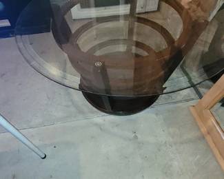 Three tiered glass table with base