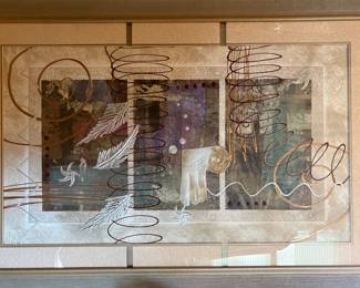 Large mixed media framed and signed John Butler painting