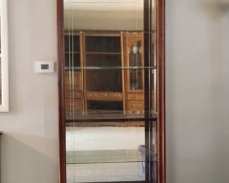 Walnut Colored Lighted Curio Cabinet