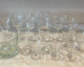 An Array Of Etched And Simple Wine Glasses