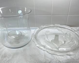 Nadine Tulip Glass Cake Stand And Hourglass Punch Bowl
