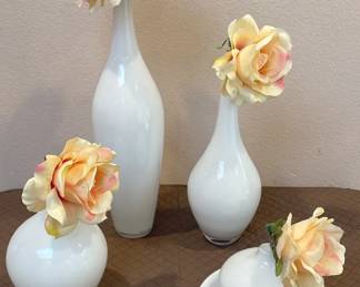 Five Piece White Vase Collection