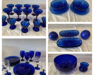 Vivid Royal Blue Glass Dining Set