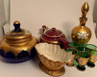 Incredible Gilded Glass And Ceramics