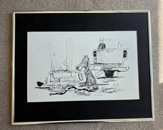 Jim Snook Print Mans Best Friend, Framed, No Glass