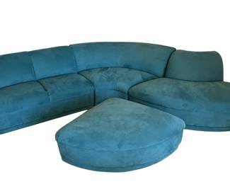 Fabulous Teal Velour Sectional Sofa