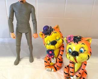 Sir Stuart 1960s Noble Knight Doll And Kitschy Tiger Piggy Banks