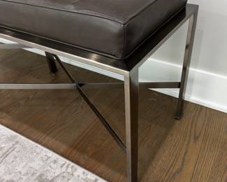 Bronze finish metal & leather bench 20"h x 54"l x 16"d