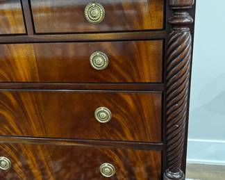 Hickory Chair Co. flame mahogany classical-style tall chest 42"h x 40"w x 19"d 