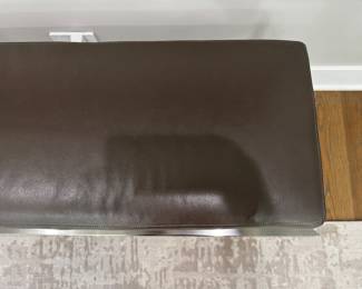 Bronze finish metal & leather bench 20"h x 54"l x 16"d