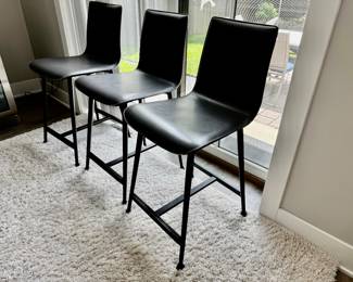 Room and Board Hirsch grey leather counter stools - 7 available
