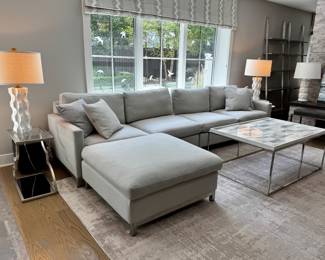 2 Room & Board Stevens sofas 66" each plus ottoman 37" square