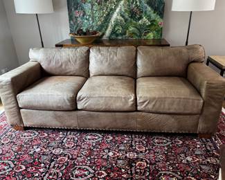 Bernhardt distressed leather sofa  32"h x 86"long x 35"d