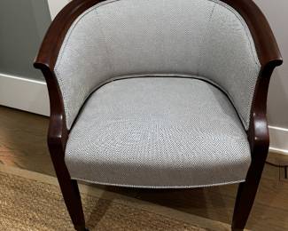 Regency-style barrel chair on casters