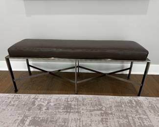 Bronze finish metal & leather bench 20"h x 54"l x 16"d