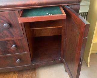 Berkey and Gay Sideboard with custom glass top and hidden drawers