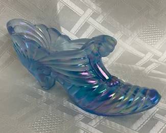 Fenton Blue Iridescent Shoe