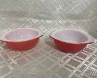 2-Pyrex Flamingo Pink Custard Bowls 