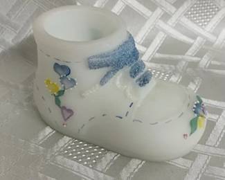 Fenton Artist Signed Baby Shoe