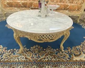 Round Coffee Table w/Marble Top