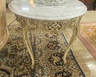 Round End Table w/Marble Top